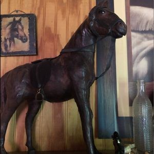 Large antique leather horse